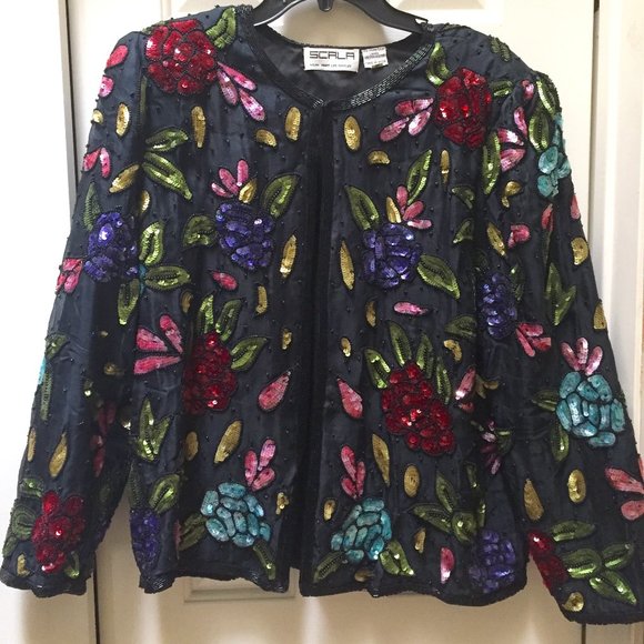 Scala Tops - Vintage Scala Woman Plus 1X Sequin Top/Jacket